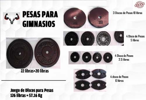 Kit Combo Discos Hierro Para Pesas Gimnasio  Y 1,5 Kg