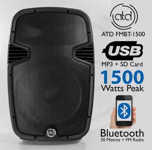Corneta Amplificada Atd Pro 15pulg Con Bluetooth Usb Fm 240v