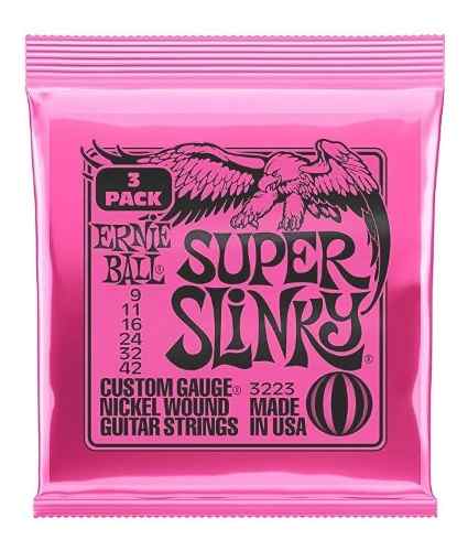 3 Pack - Cuerdas De Guitarra Ernie Ball Super Slinky 9-42