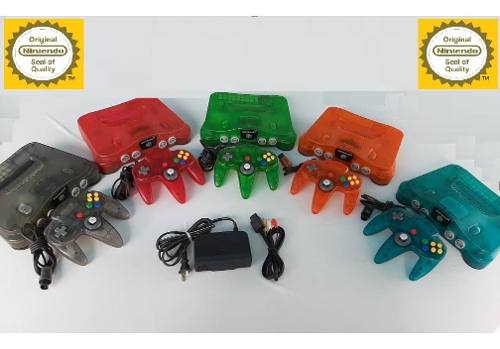 Nintendo 64 Transp Colores + Control + Cables