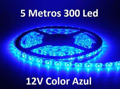 Tira Cinta Led 3528 Color Azul 5 Metros 300 Led 12 Voltios