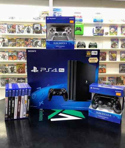 Ps4 Pro Nuevas 1 Tb+2 Controles+1 Juego Físico+ Play Plus