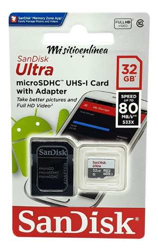 Memoria Sandisk Micro Sd Con Adapt 32gb Nueva Sellada