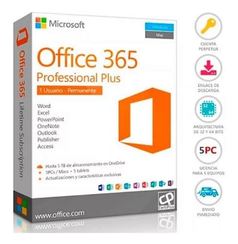 Office 365 Licencia Permanente Para 5 Pc's Mac's O Tablets
