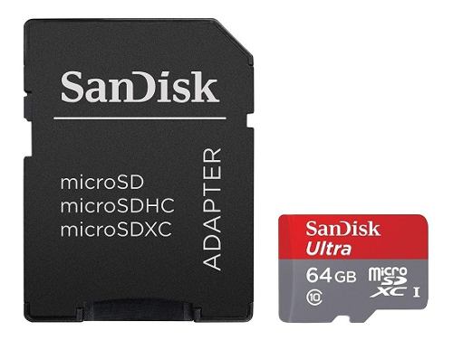 Sandisk 64 Gb Ultra Microsd Xc Uhs-i Card Con Adaptador
