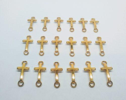 Dije Cruz Conector Dorado 19 Mm Set 24 Unidades