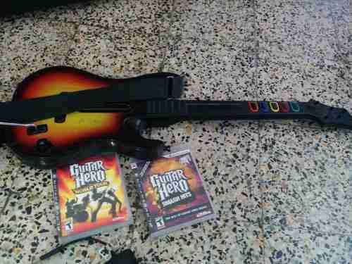 Guitar Hero Guitarra Adaptador + 2 Juegos Ps3