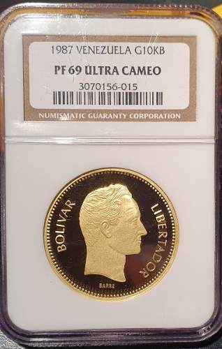 Moneda De Oro Ley 900 Libertador Simon Bolivar Pf69 Ultra Ca