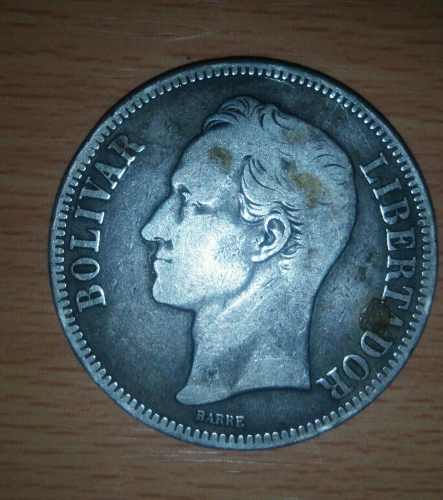 Monefa De Plata De 5 Bs Del 