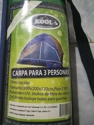 Carpa Kool Para 3 Personas. 200x200x120 Cm Piso:170t (nueva)