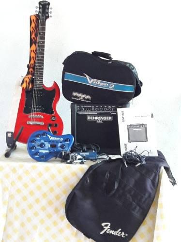 Combo Guitarra Eléctrica EpiPhone Sg Custom, Micrófo