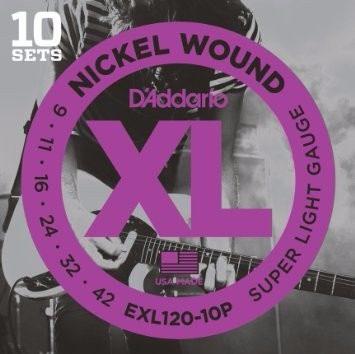 Cuerdas Daddario Nickel Wound Exl120-10p Guitarra Eléctrica