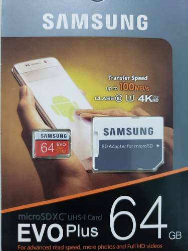 Memoria Micro Sd Samsung 64gb Evo Plus Clase mb/s 4k