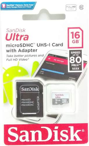 Memoria Micro Sdxc Sandisk 16gb Clasemb/s C/adapt. Orig