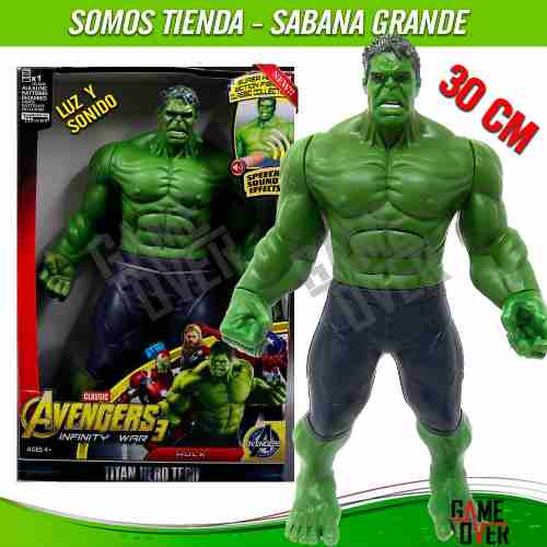 Muñeco Avengers Hulk Luz Y Sonido 30cm Somos Tienda