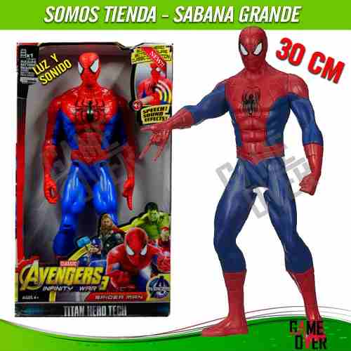 Muñeco Spiderman 30cm Luz Y Sonido Sabana Grande