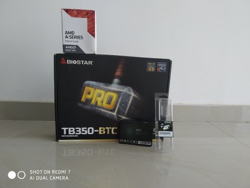 Tarjeta Madre Tb350-btc+procesador Amd A6+4gb Ram+ssd 120gb