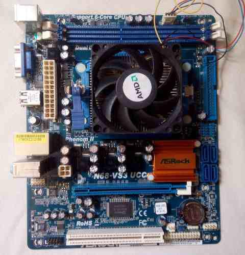 Combo Tarjeta Madre Asrock N68-vs3 Ucc Am3 Ddr3 + Cpu Phenom