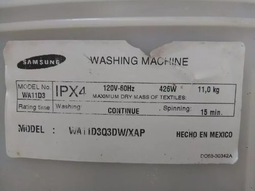Lavadora Samsung Wa11d3 11kg (Por Partes)