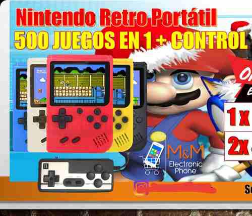 Nintendo Retro Portátil 500 Juegos En 1 + Control Nuevos