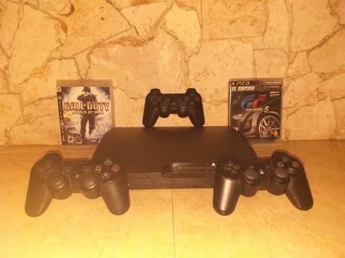 Playstation Sony 160gb + 3 Mandos + 2 Juegos