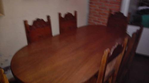 Juego De Sala Comedor En Madera Y Cuero