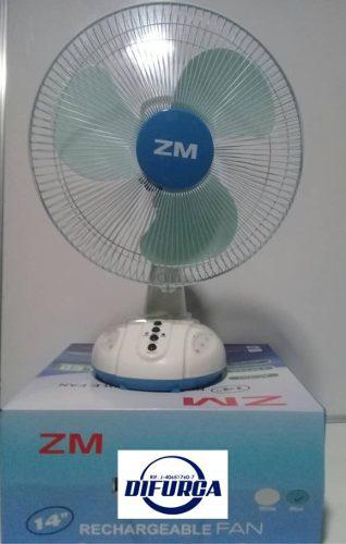 Ventilador Recargable De 14´´ Marca Zm Con Luz Led