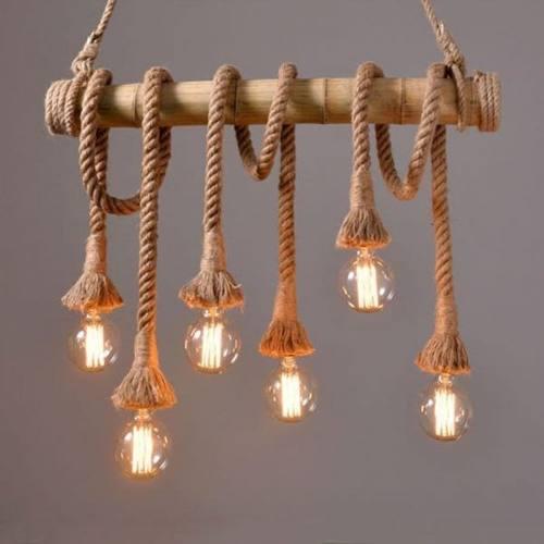 Lamparas Vintage, Mecate Decorativa, Madera Cable Textil