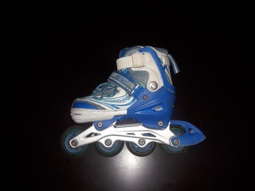 Patines En Línea Ajustable Del 28 Al 32 Azul Con Blanco