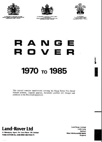 Repair Operation Manual Range Rover 