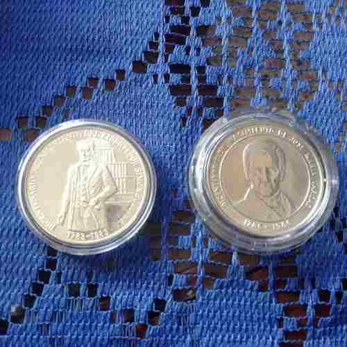 2 Monedas De Plata - Simón Bolívar Y Vargas
