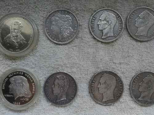Set De 8 Monedas Antiguas D Plata