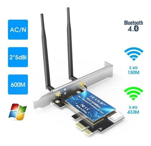 Tarjeta Wifi Pciexpres Edup Ac600 Mbps 2.4&5g + Bluetooth 4