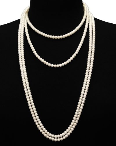 Collar De Perlas Cultivadas Blancas De Agua Dulce: 7-8 Mm