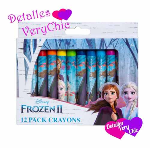 Creyones De Cera Muñecas Frozen 2 12 Unid Anna Elsa Disney