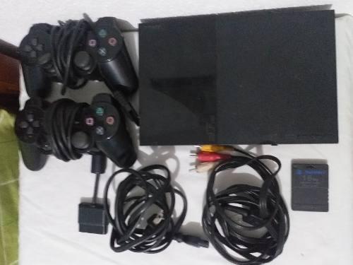 Ps2 Con Sus Dos Controles Memoria De 16 Mb Y + De 80 Juegos