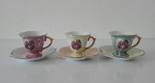 Set 3 Tazas + Platos, Juego De Té De Princesas De Porcelana