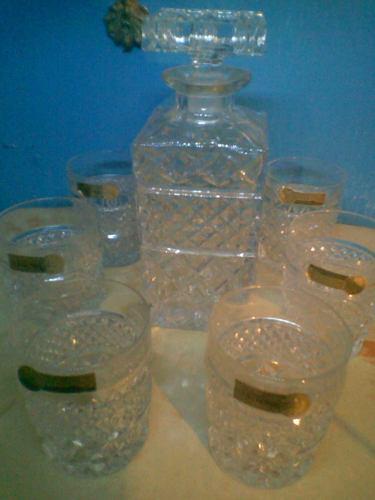 Licorera + 6 Vasos Cristal De Bohemia (nuevos)