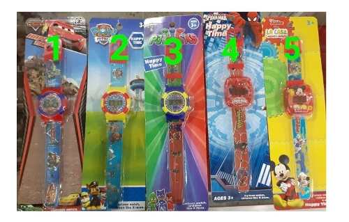 Reloj Spiderman Paw Cars Mickye Para Niños Y Niñas