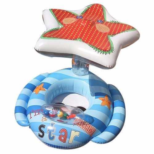 Flotador Inflable Para Bebe Con Parasol Estrella Intex 
