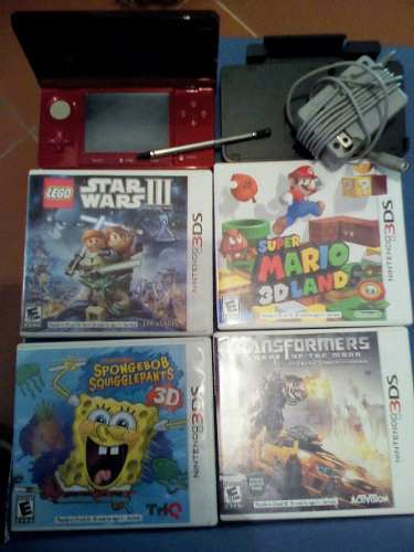 Nintendo 3ds Rojo (50) +4 Juegos Y Una R4 3ds(80) El Combo