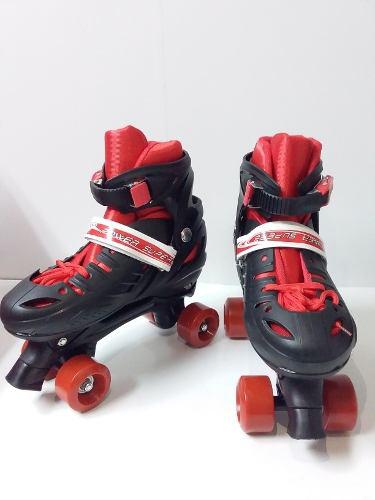 Patines 4 Ruedas Negro Con Rojo 28 Vrd Talla 38 Al 41