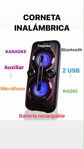 Corneta Toshiba Inalámbrica Recargable Bluetooth Karaoke