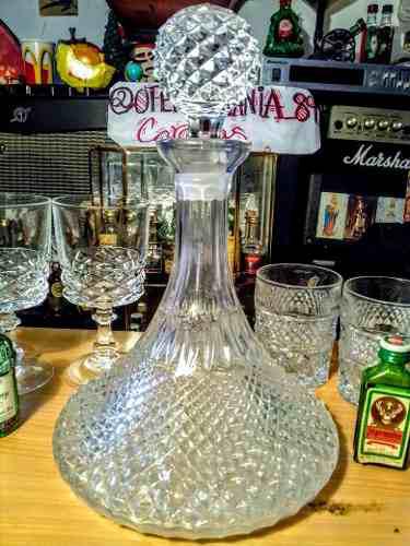 Licorera De Cristal Bohemia Con Vasos Y Copas 15 Vrdes