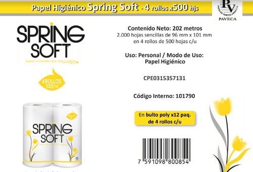 Papel Higiénico Spring Soft 500 Hojas