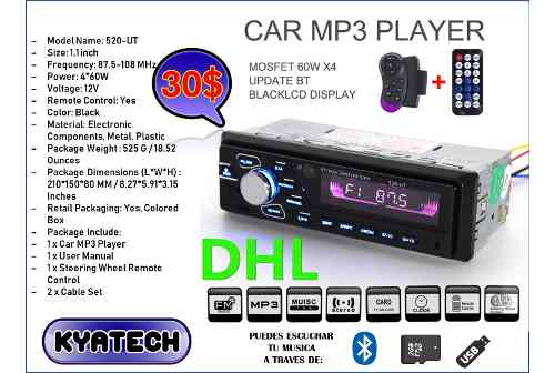 Reproductor Para Carro Mp3 Bluetooth + 2 Controles