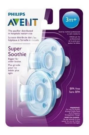 Set 2 Chupones Avent Soothie Bebes 3 Meses+ Azul