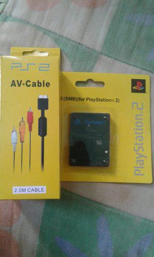 Combo Cable Av Audio Video Rca Playstation 2 Memory Car 32mb