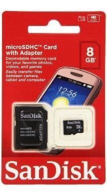 Memoria Micro Sd 8gb Sandisk Clase 4 Original 5verde