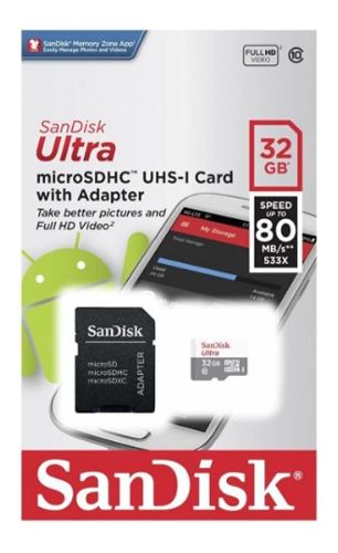 Memoria Micro Sd Hc 32gb Sandisk Clase 10 - Genuina Sellada